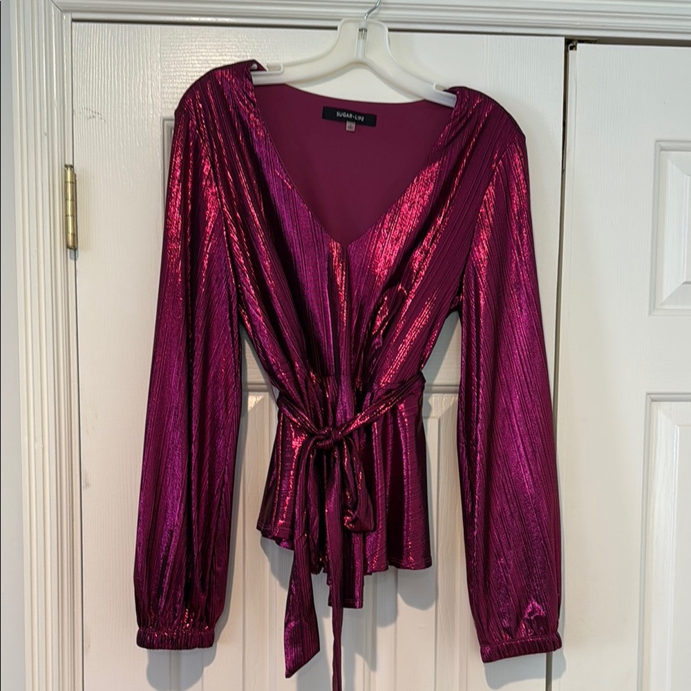 Women's Metallic Pink Top